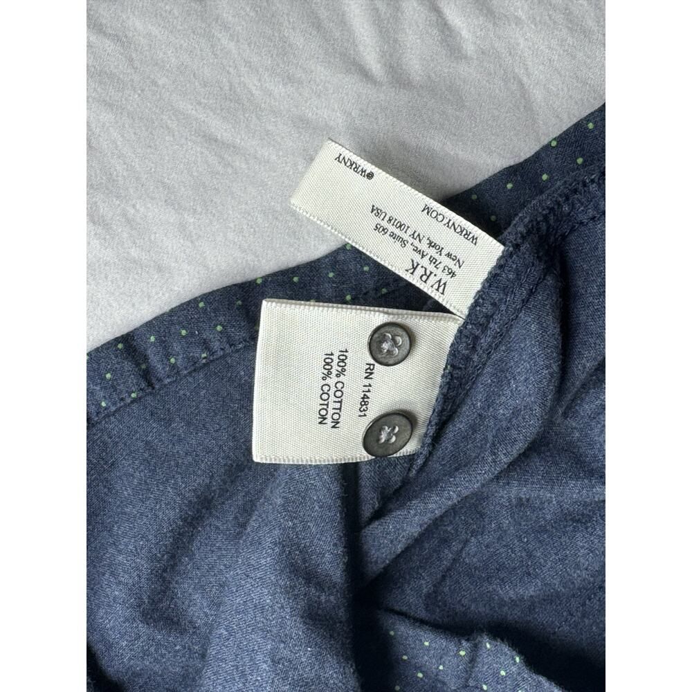 WRK Work Rest Karma Slim Button Shirt Blue Dot Cotton XL Short Sleeve Casual - Picture 9 of 10